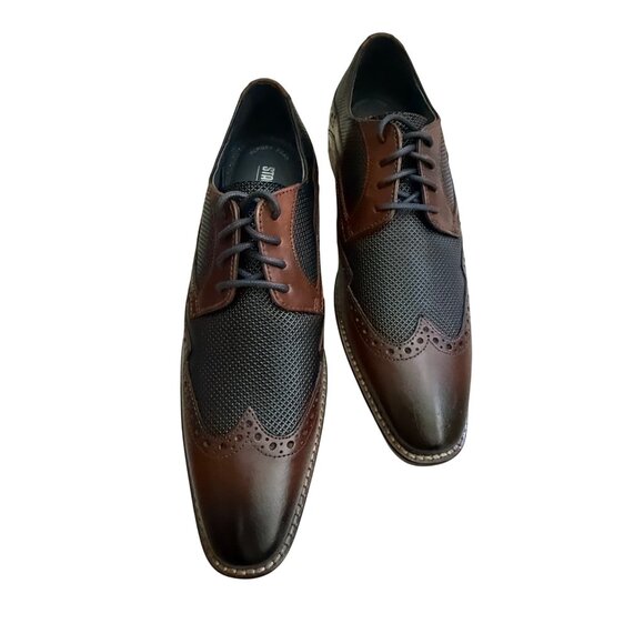 Men's 7.5M Stacy Adams Joss Wingtip Oxford Dress Shoes Modern Cognac 25539-221 - Picture 2 of 16